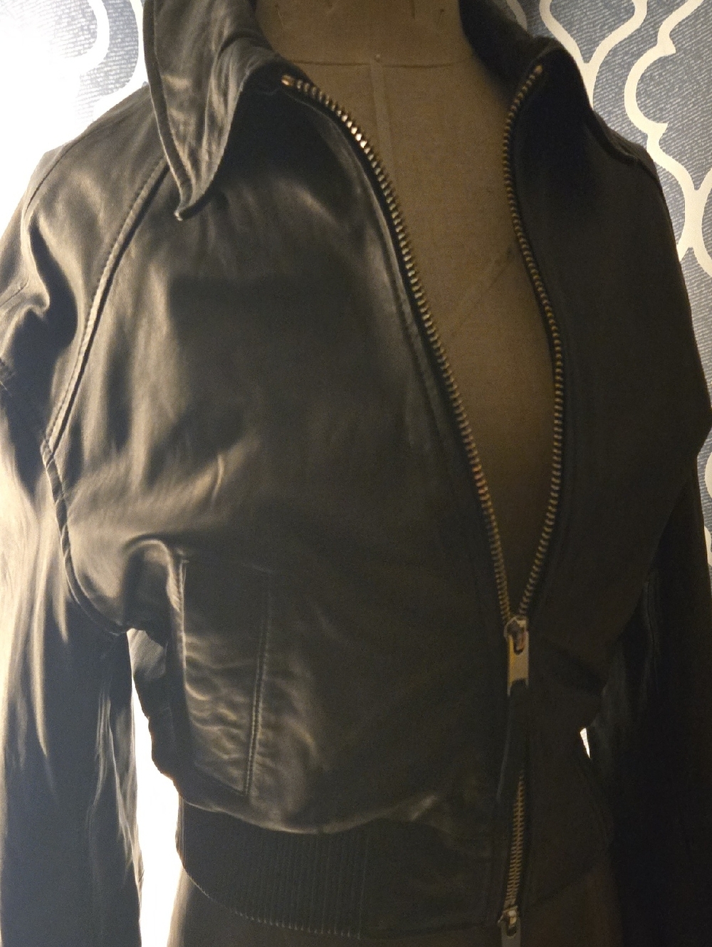 Mango Genuine Leather Bomber Jacket